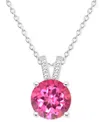 Macy's Mystic Topaz (2-3/8 Ct. T.w.) & Diamond Accent Solitaire 18" Pendant Necklace In Sterling Silver (al In Pink Topaz