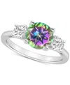 Macy's Mystic Topaz (2-3/8 Ct. T.w.) & White Topaz (5/8 Ct. T.w.) Three Stone Ring In Sterling Silver (also In Mystic Topaz