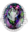 Macy's Mystic Topaz (20 Ct. T.w.) & White Topaz (3/4 Ct. T.w.) Oval Statement Ring In Sterling Silver In Mystic Topaz