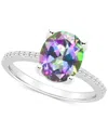 Macy's Mystic Topaz (3-5/8 Ct. T.w.) & Diamond (1/10 Ct. T.w.) Oval Solitaire Ring In Sterling Silver (also In Mystic Topaz