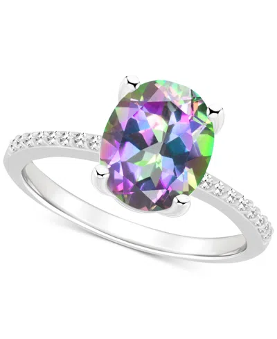 Macy's Mystic Topaz (3-5/8 Ct. T.w.) & Diamond (1/10 Ct. T.w.) Oval Solitaire Ring In Sterling Silver (also