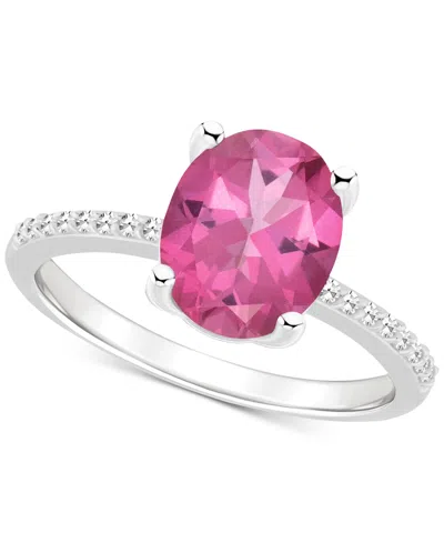 Macy's Mystic Topaz (3-5/8 Ct. T.w.) & Diamond (1/10 Ct. T.w.) Oval Solitaire Ring In Sterling Silver (also In Pink Topaz