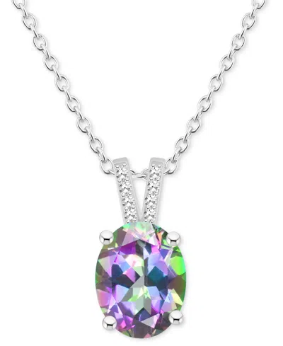Macy's Mystic Topaz (3-5/8 Ct. T.w.) & Diamond Accent Oval 18" Pendant Necklace In Sterling Silver (also In