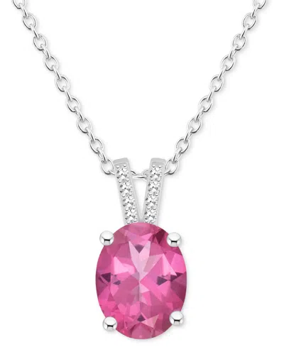 Macy's Mystic Topaz (3-5/8 Ct. T.w.) & Diamond Accent Oval 18" Pendant Necklace In Sterling Silver (also In In Pink Topaz