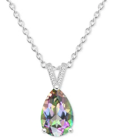 Macy's Mystic Topaz (3-5/8 Ct. T.w.) & Diamond Accent Pear 18" Pendant Necklace In Sterling Silver (also In