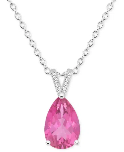 Macy's Mystic Topaz (3-5/8 Ct. T.w.) & Diamond Accent Pear 18" Pendant Necklace In Sterling Silver (also In In Pink Topaz