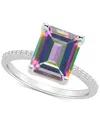 Macy's Mystic Topaz (4-1/4 Ct. T.w.) & Diamond (1/10 Ct. T.w.) Emerald-cut Statement Ring In Sterling Silve In Mystic Topaz