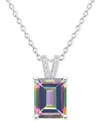 Macy's Mystic Topaz (4-1/4 Ct. T.w.) & Diamond Accent Emerald-cut 18" Pendant Necklace In Sterling Silver ( In Mystic Topaz
