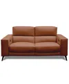 Macy's Neiwert 2-pc. Leather Sofa Sectional With 2 Power Recliners In Brown