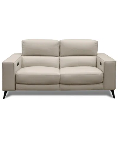 Macy's Neiwert 2-pc. Leather Sofa Sectional With 2 Power Recliners In Gray
