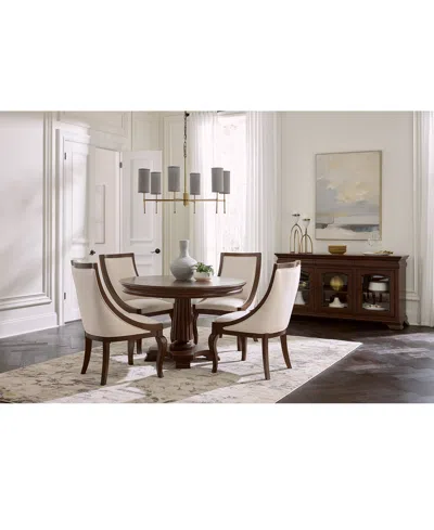 Macy's Nelman 5-pc. Round Dining Set (table & 4 Host Chairs), Created For  In Brown