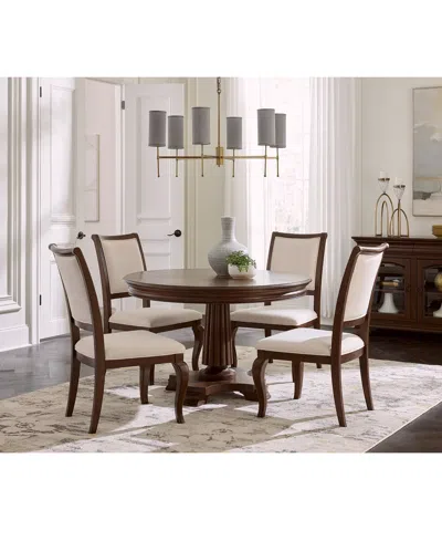 Macy's Nelman 5-pc. Round Dining Set (table & 4 Side Chairs), Created For  In Brown