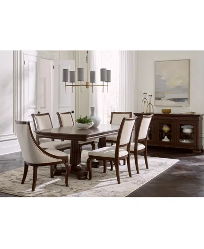 Macy's Nelman 7-pc. Rectangular Dining Set (table, 4 Side Chairs & 2 Host Chairs), Created For  In Brown