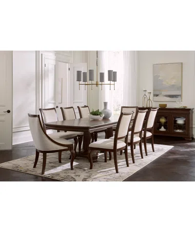 Macy's Nelman 9-pc. Rectangular Dining Set (table, 6 Side Chairs & 2 Host Chairs), Created For  In Brown