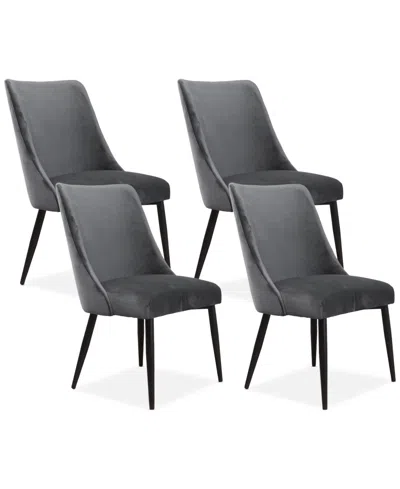 Macy's Nerton 4 Pc. Side Chair Set In Black,white