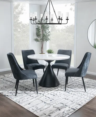 Macy's Nerton 5 Pc. Dining Set (45" Round Table & 4 Side Chairs), Created For  In White