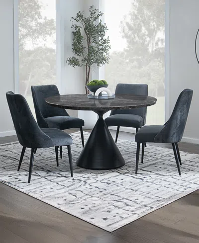 Macy's Nerton 5 Pc. Dining Set (45" Round Table & 4 Side Chairs), Created For  In Black