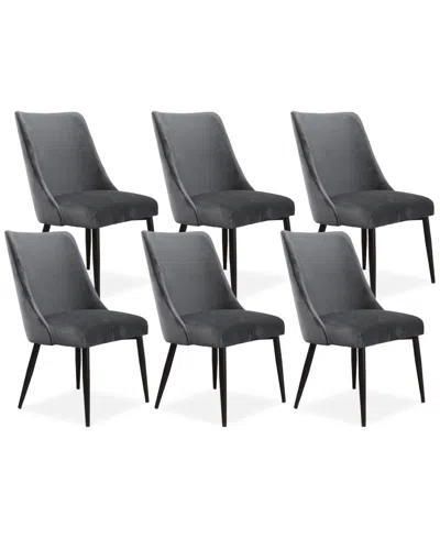 Macy's Nerton 6 Pc. Side Chair Set In Black,white