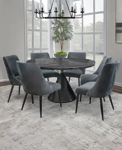 Macy's Nerton 7 Pc. Dining Set (52" Round Table & 6 Chairs), Created For  In Black