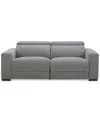 Macy's Nevio 2-pc. Fabric Power Headrest Sectional With 2 Power Motion Chairs In Mineral