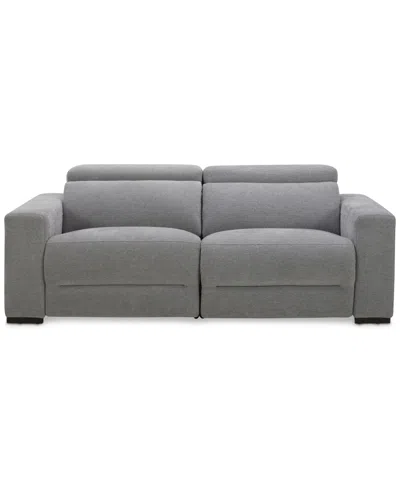 Macy's Nevio 2-pc. Fabric Power Headrest Sectional With 2 Power Motion Chairs In Gray