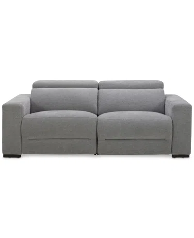 Macy's Nevio 2-pc. Fabric Power Headrest Sectional With 2 Power Motion Chairs In Mineral