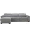 Macy's Nevio 3-pc. Fabric Power Headrest Sectional And Chaise With 2 Power Motion Chairs In Mineral