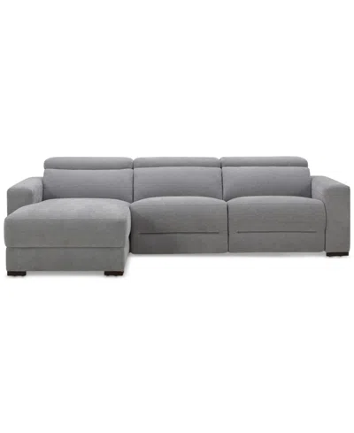 MACY'S NEVIO 3-PC. FABRIC POWER HEADREST SECTIONAL AND CHAISE WITH 1 POWER MOTION CHAIR