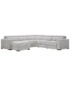 Macy's Nevio 5-pc. Fabric Power Headrest Sectional With 1 Power Motion Chair