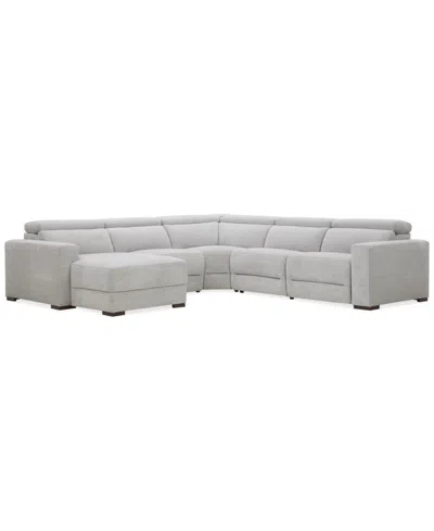 Macy's Nevio 5-pc. Fabric Power Headrest Sectional With 1 Power Motion Chair