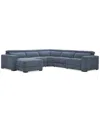 Macy's Nevio 6-pc. Fabric Power Headrest Sectional With 2 Power Motion Chairs