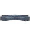 Macy's Nevio 5-pc. Fabric Power Headrest Sectional With 3 Power Motion Chairs