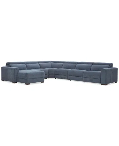 Macy's Nevio 6-pc. Fabric Power Headrest Sectional With 2 Power Motion Chairs