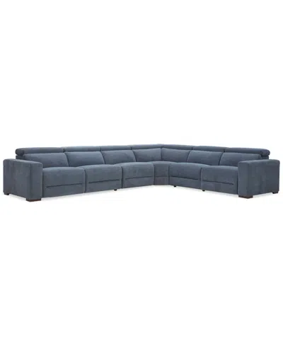 Macy's Nevio 6-pc. Fabric Power Headrest Sectional With 2 Power Motion Chairs