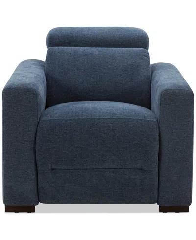 Macy's Nevio Fabric Power Headrest Power Recliner Chair In Midnight