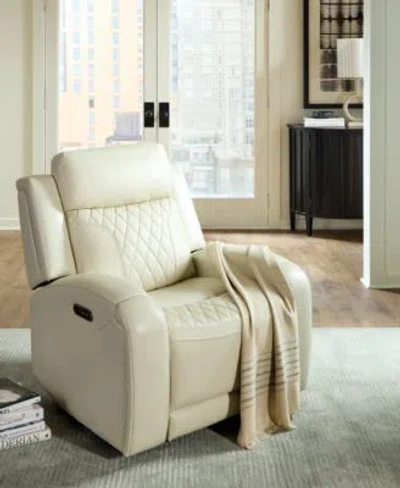 Macy's Niccy Leather 41.75 Power Motion Lay Flat Recliner In Beige