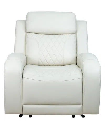 Macy's Niccy Leather 41.75" Power Motion Lay Flat Recliner In White