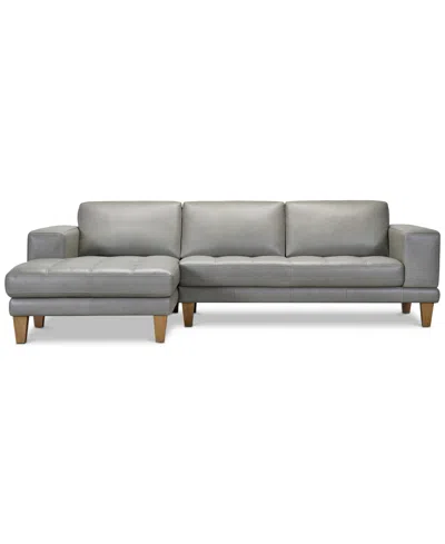 Macy's Niebee 2-pc. Leather Sectional, Created For  In Thunder
