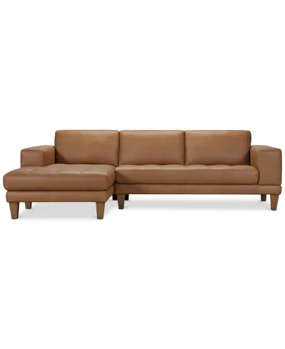 Macy's Niebee 2-pc. Leather Sectional, Created For  In Toffee