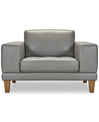 Macy's Niebee 52" Leather Chair, Created For  In Gray