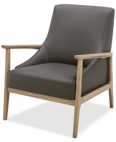 Macy's Nierling Leather Accent Chair, Exclusively At  In Gray