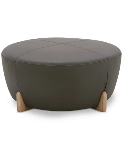 Macy's Nierling Leather Ottoman, Exclusively At  In Gray