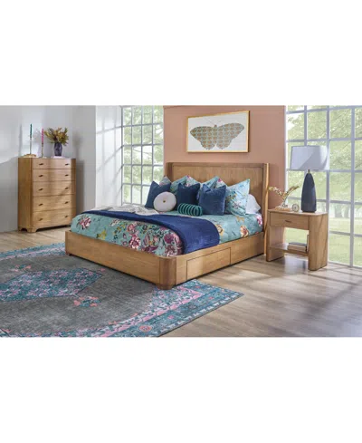 Macy's Nordic 3 Pc. King Panel Storage Set (bed, Chest & Open Nightstand) In Brown