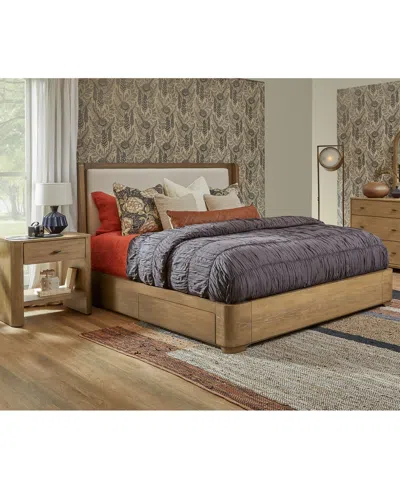 Macy's Nordic 3 Pc. Queen Upholstered Storage Set (bed, Dresser & Open Nightstand) In Brown