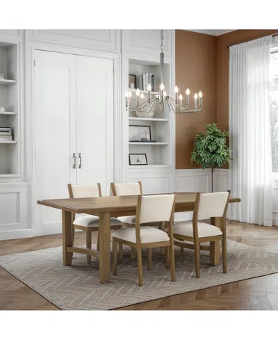Macy's Nordic 5-pc Dining Set (table + 4 Upholstered Side Chairs) In Transparent