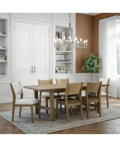 Macy's Nordic 7-pc Dining Set (table + 4 Side Chairs + 2 Upholstered Chairs) In Transparent