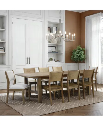 Macy's Nordic 9-pc Dining Set (table + 6 Side Chairs+ 2 Upholstered Chairs) In Transparent