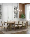 Macy's Nordic 9-pc Dining Set (table + 8 Upholstered Side Chairs) In Transparent