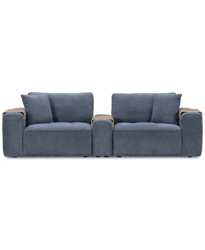 Macy's Nycolle 3-pc. Modular Fabric Sofa With Console, Created For  In Midnight