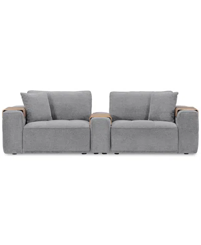 Macy's Nycolle 3-pc. Fabric Sectional Sofa With Console, Created For  In Mineral